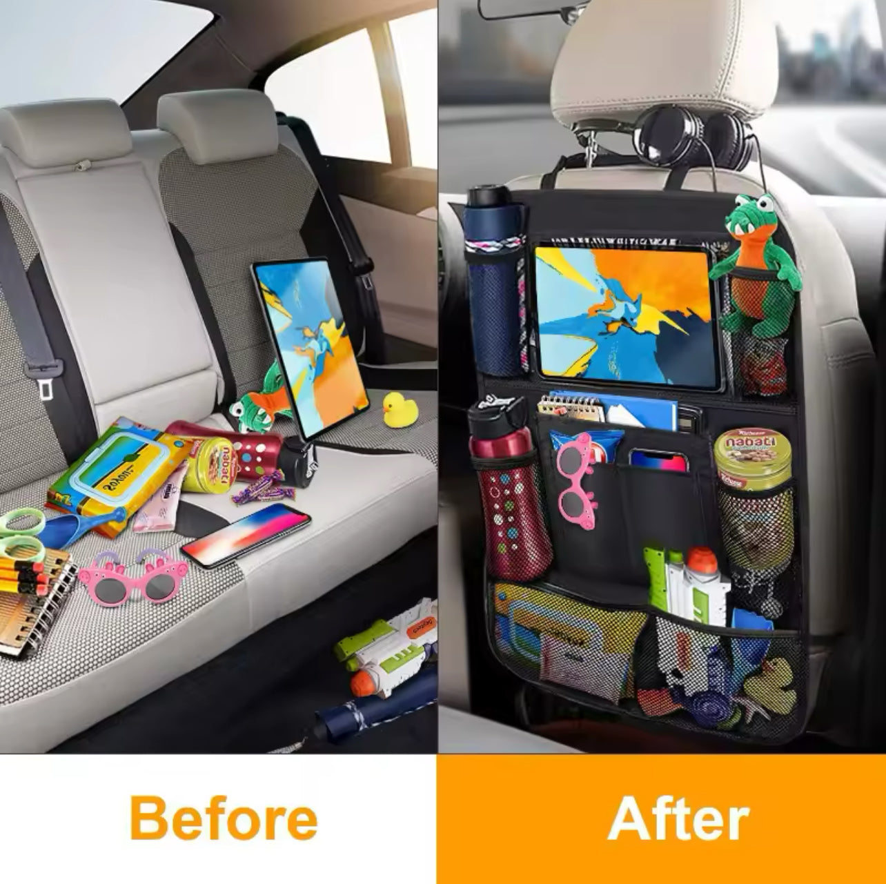 Roadify™ Multi Pocket Car Back Seat Organiser with Tablet Holder